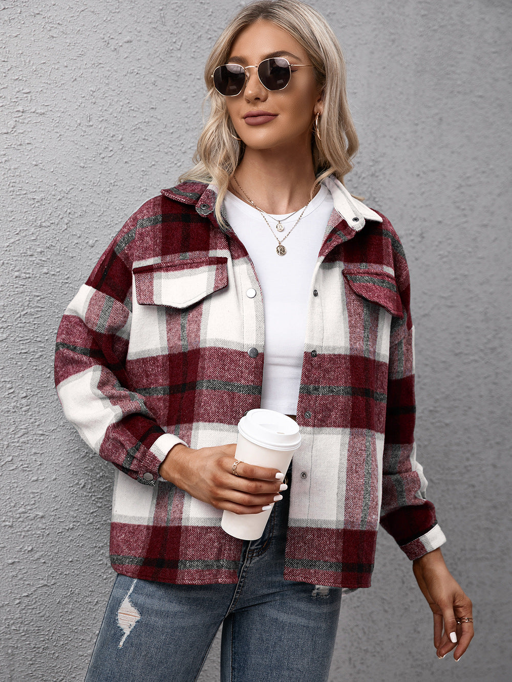 Washable Plaid Shirt Jacket - Bazaare Mart