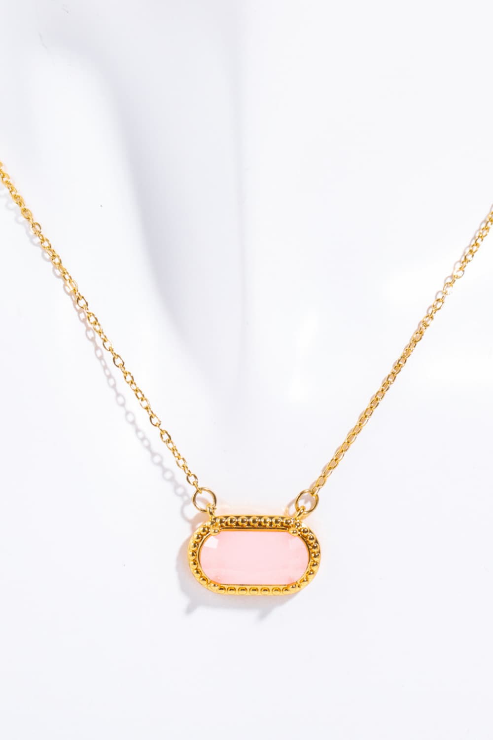 Oval Stone 14K Gold Plated Pendant Necklace - Bazaare Mart