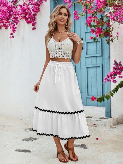 White Tiered Peasant Skirt Trendsi Full Tiered Midi Skirt