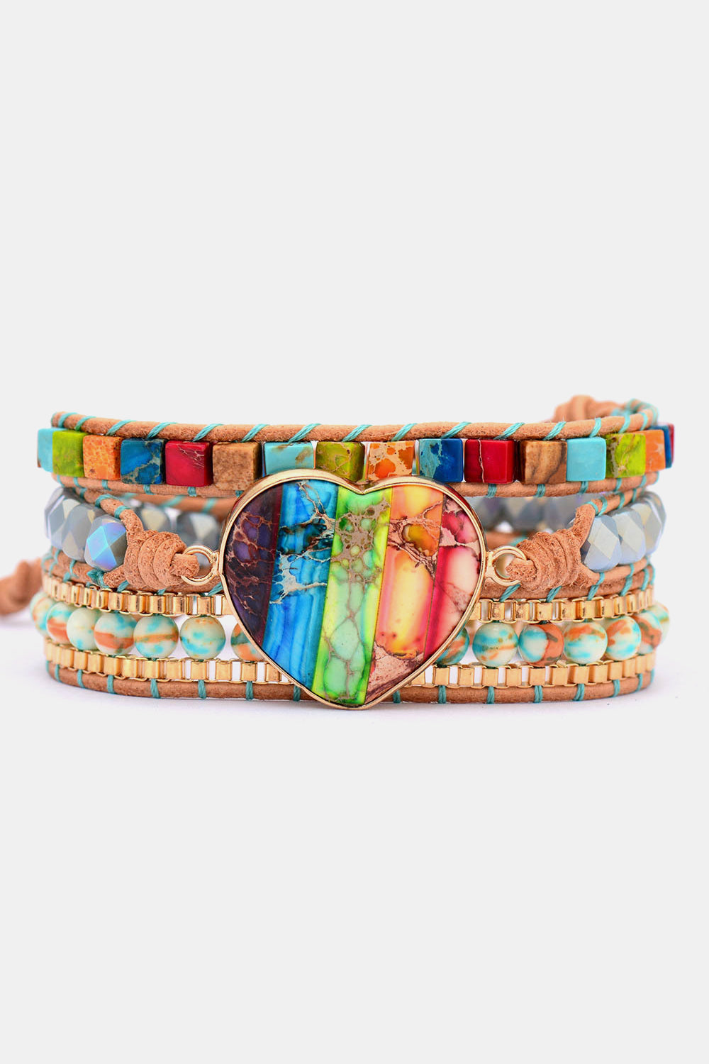 Imperial Jasper & Crystal Layered Bracelet - Bazaare Mart