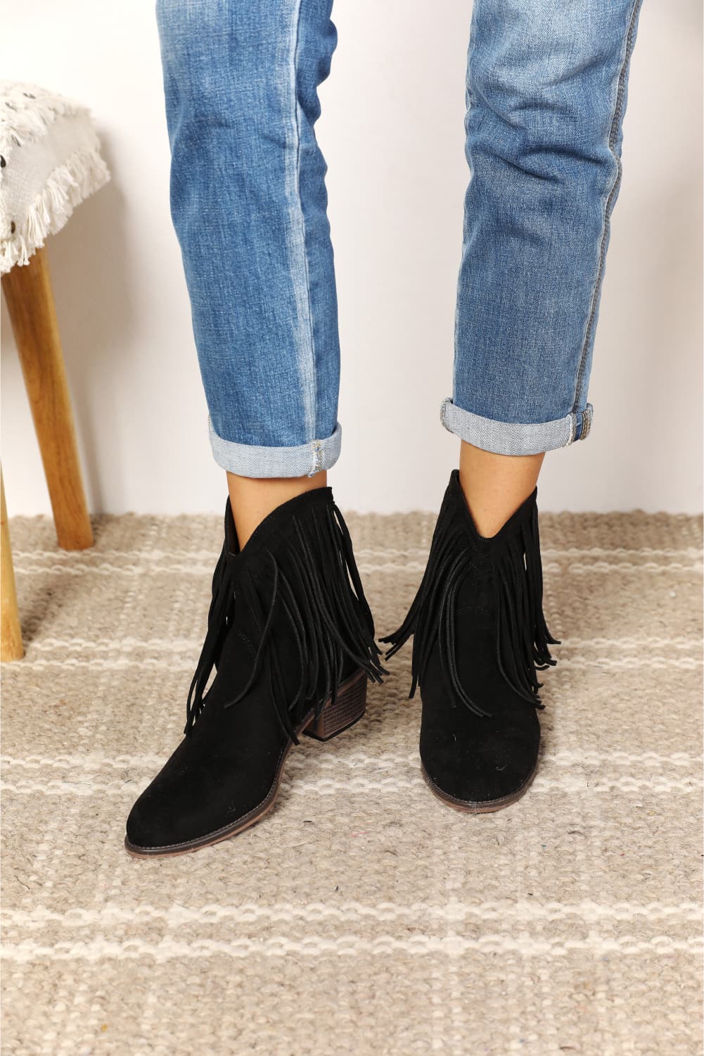 Women's Black Fringe Ankle Boots - Bazaare Mart