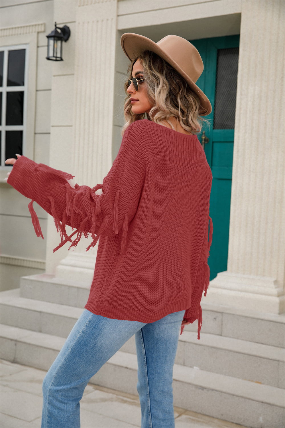 Ribbed Fringe Sweater