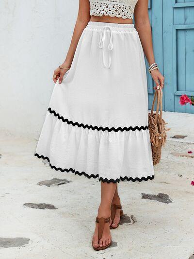 White Tiered Peasant Skirt Trendsi Full Tiered Midi Skirt