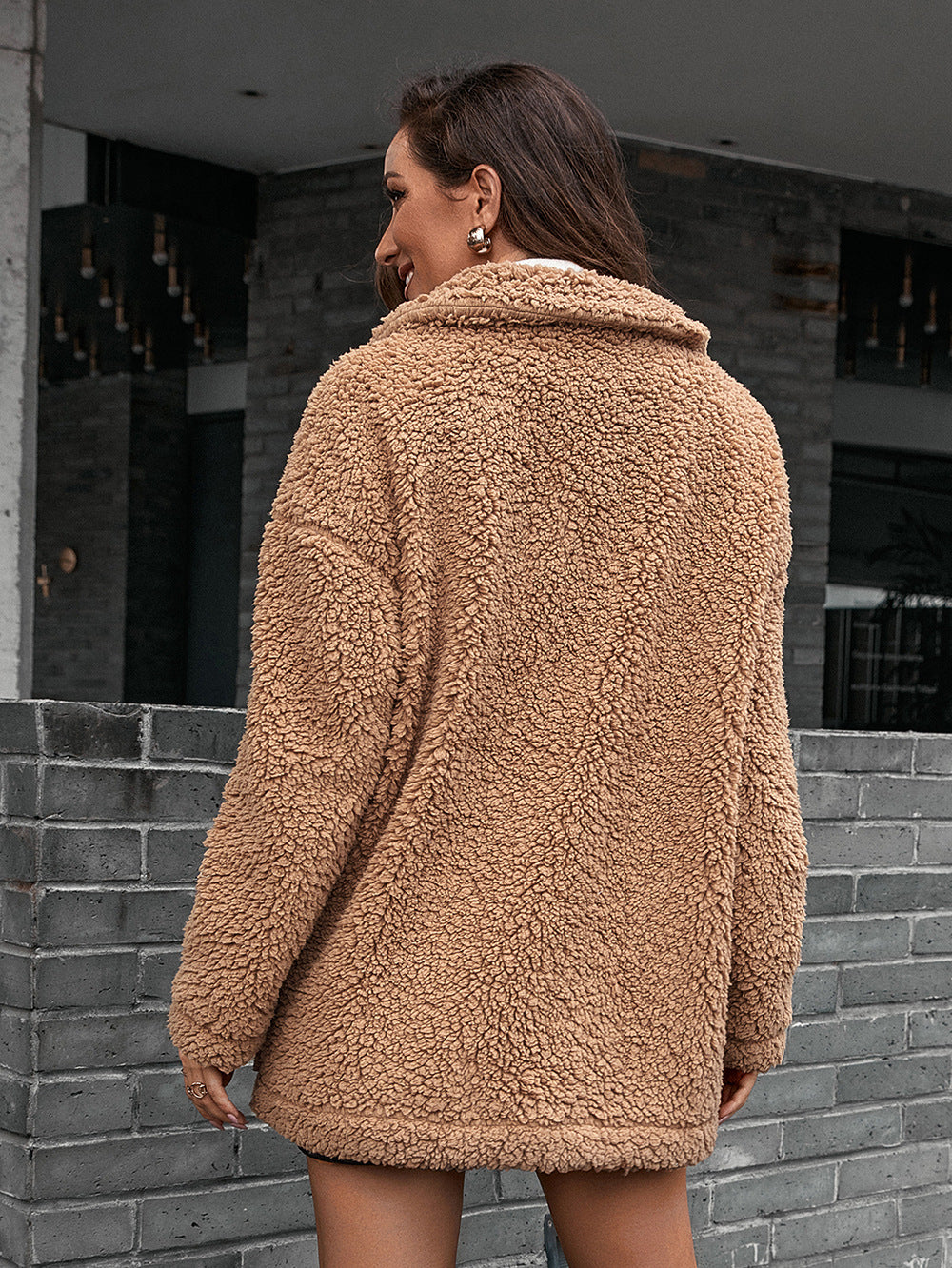 Fleece Zip-Up Collared Jacket - Bazaare Mart