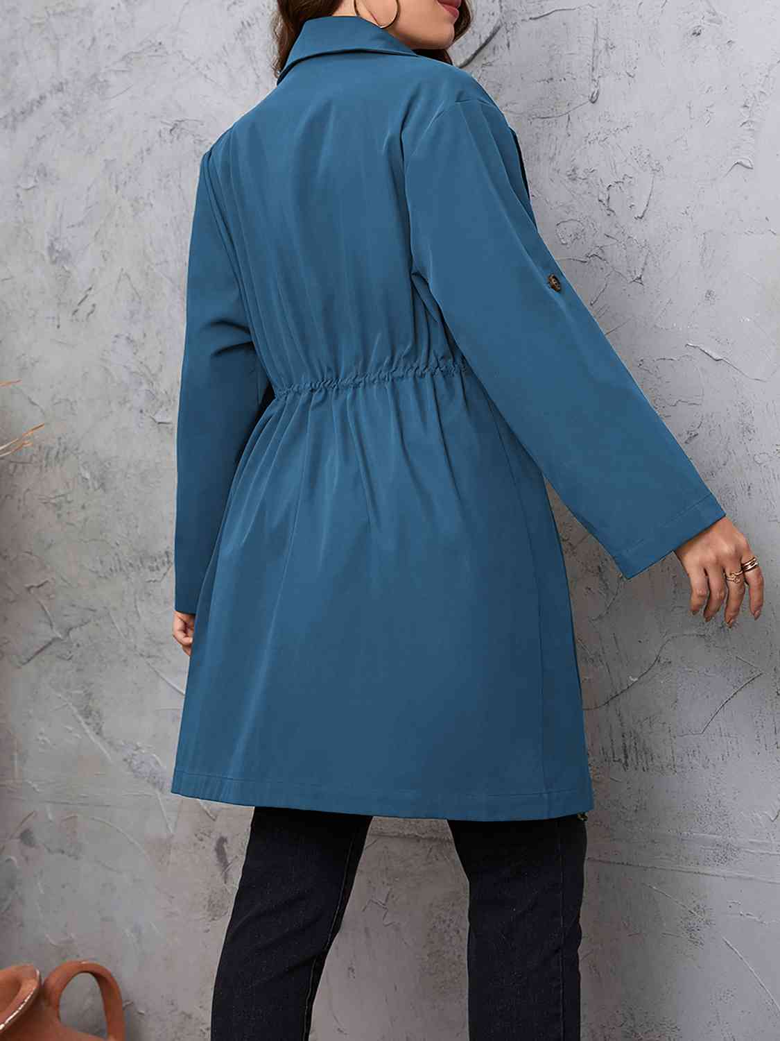 Plus Size Drawstring Trench Coat