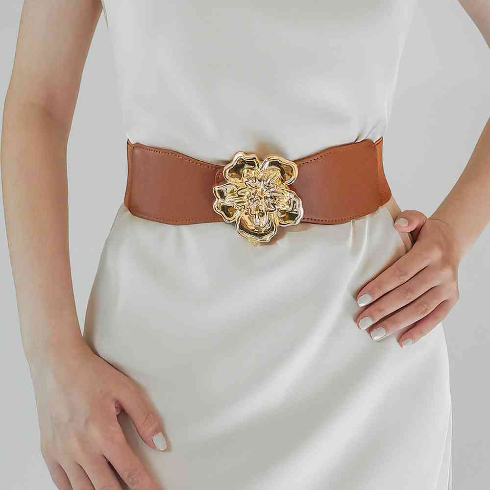 Flower Alloy Buckle Elastic Belt - Bazaare Mart