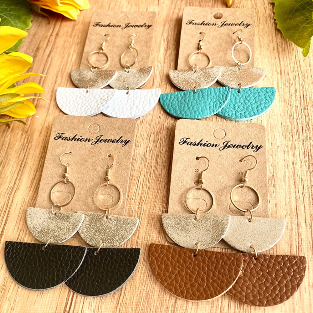 Geometrical Shape Dangle Earrings - Bazaare Mart