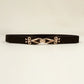 Thin Gold Buckle Elastic Belt Black One Size Bazaare Mart Women's Belt
