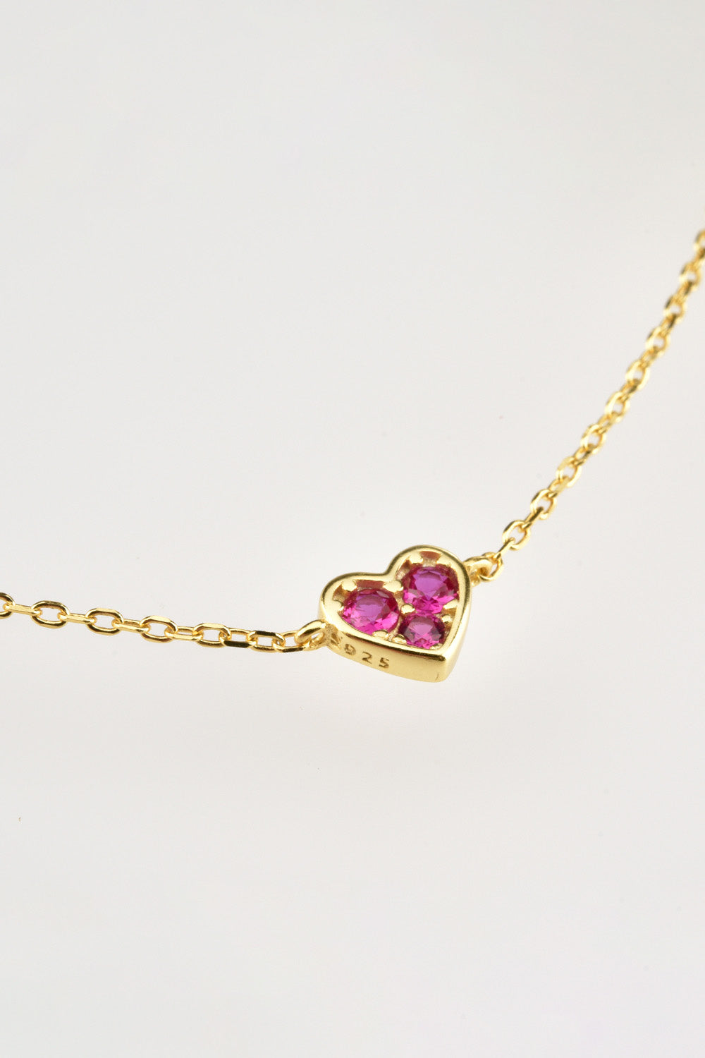 Dainty Red and White Zircon Heart Necklace