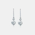 Silver Moissanite Heart Drop Earrings Silver One Size Trendsi Heart Earrings
