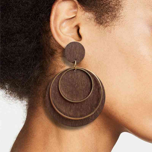 Wood & Copper Drop Earrings