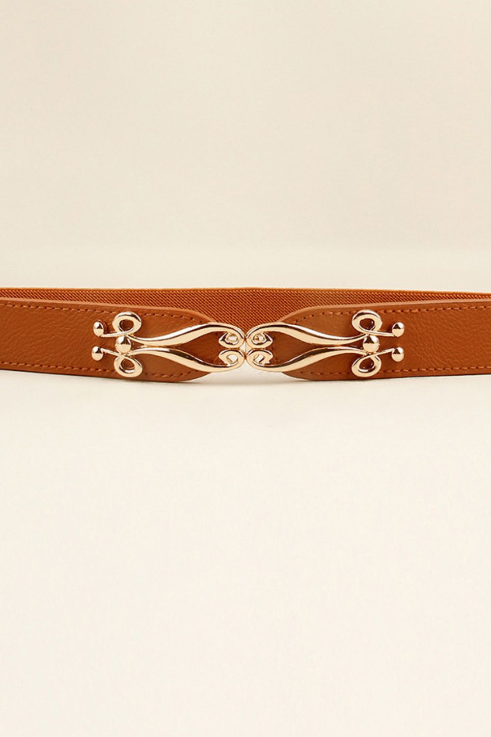 Ochre Thin Gold Buckle Elastic Belt