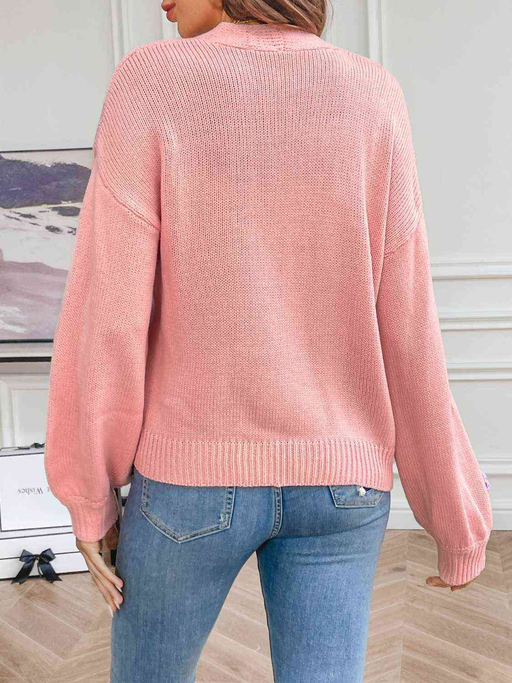 Sweet Embroidered Floral Open Front Cardigan