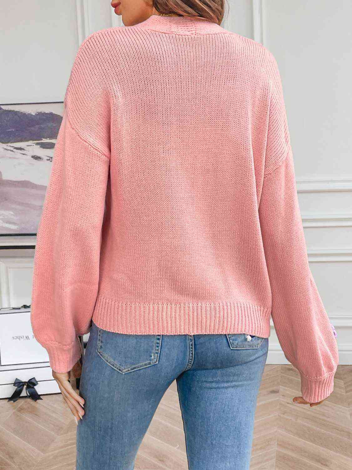 Sweet Embroidered Floral Open Front Cardigan