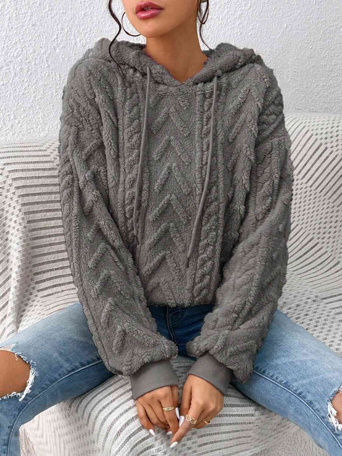 Pullover Hooded Sculpted Sweater