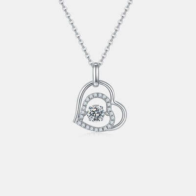 Floating 0.3 ct. Moissanite 925 Sterling Silver Heart Necklace
