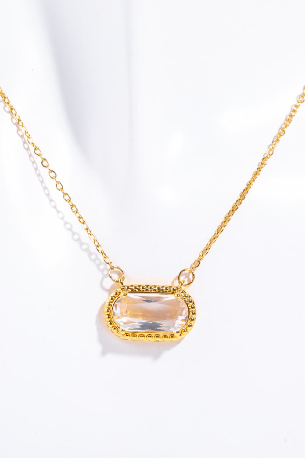 Oval Stone 14K Gold Plated Pendant Necklace - Bazaare Mart