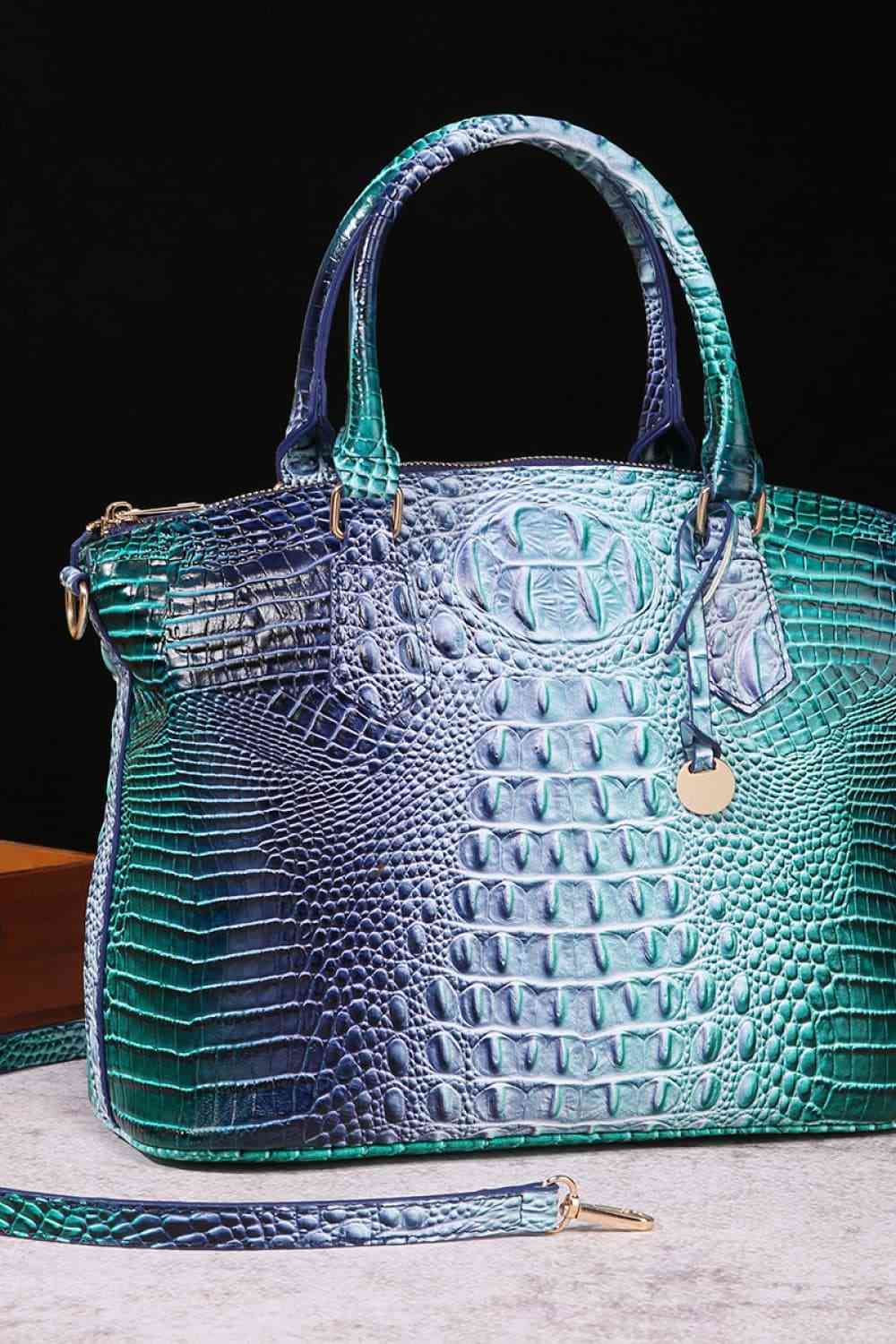 Colorful Gradient PU Alligator Satchel Handbag - Bazaare Mart