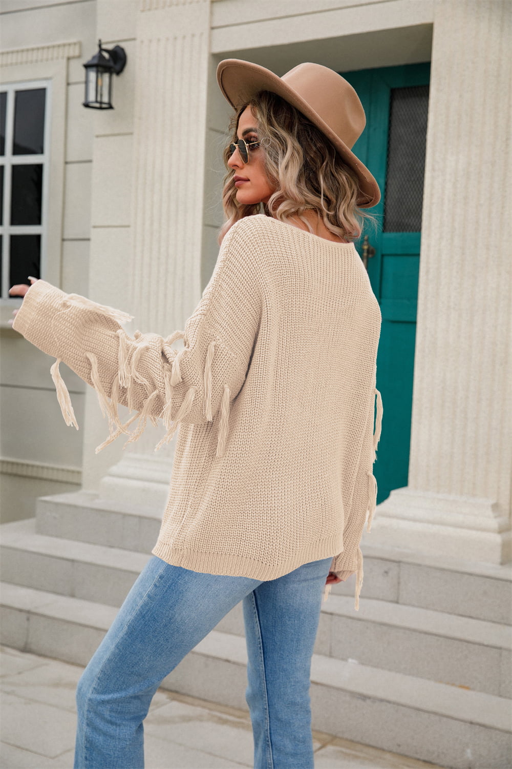 Ribbed Fringe Sweater