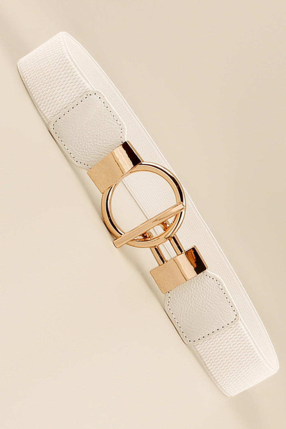 Gold Circle Buckle PU Leather Belt - Multi - Bazaare Mart
