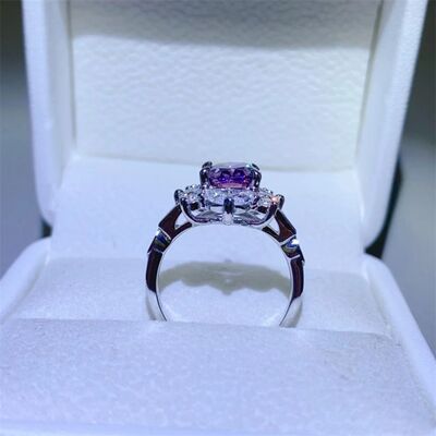 Purple Oval 2Ct. Moissanite 925 Sterling Silver Ring