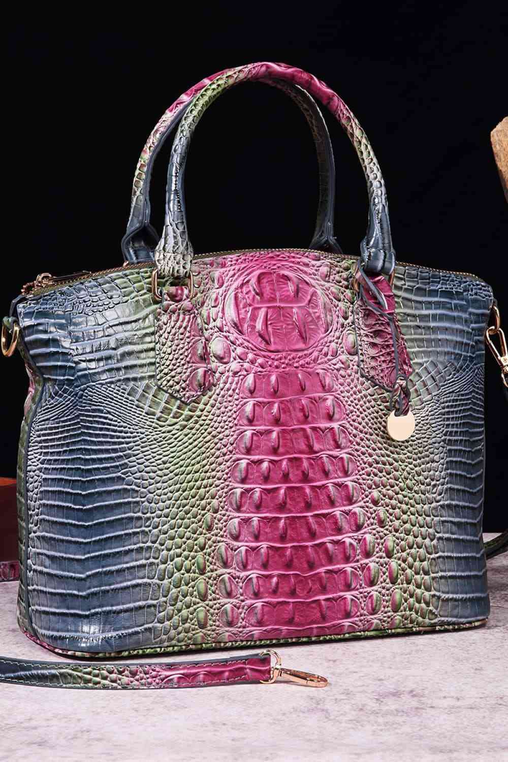 Colorful Gradient PU Alligator Satchel Handbag - Bazaare Mart