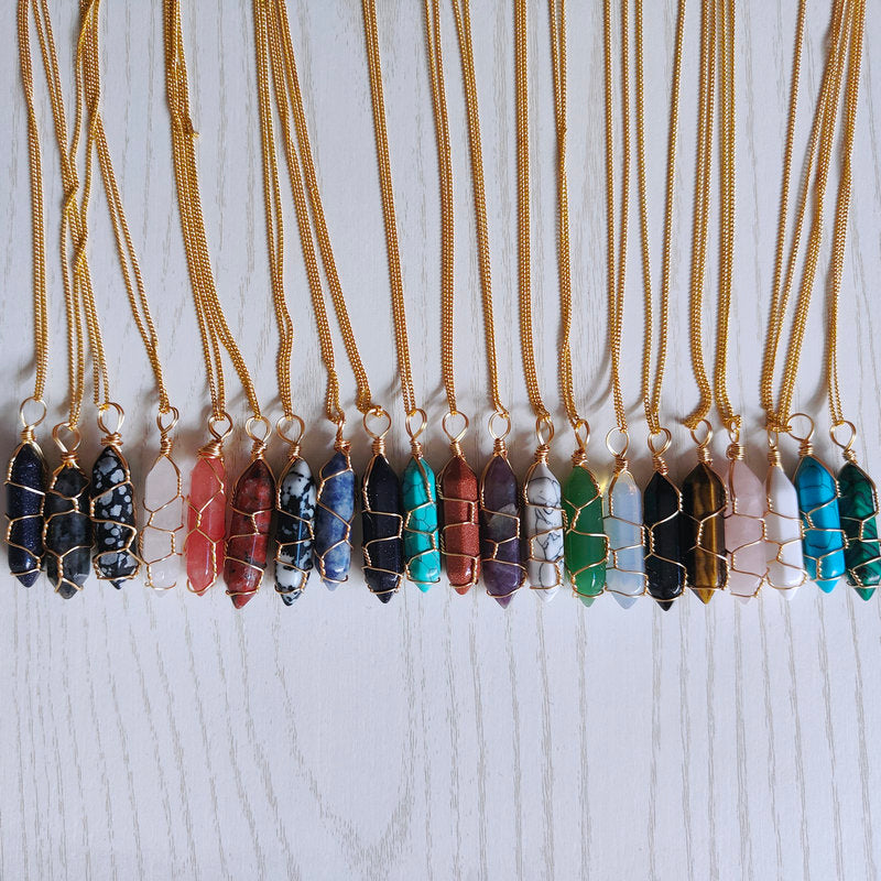 Hexagonal Bullet Natural Stone Necklace - Bazaare Mart