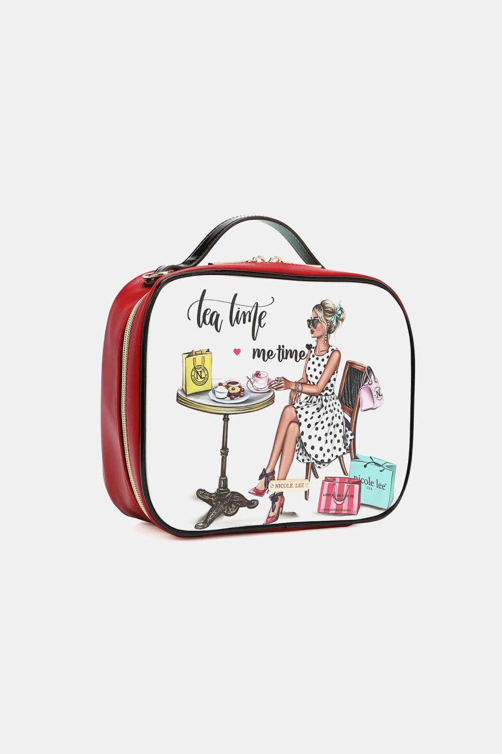 Tea Time Zippered Lunch Bag Purse 