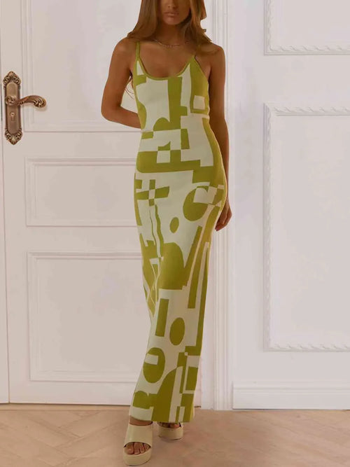 Casual Spaghetti Strap Maxi Sweater Dress Chartreuse Bazaare Mart Maxi Dress