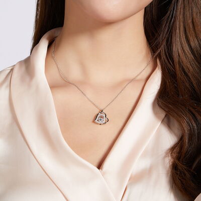 Floating 0.3 ct.  Moissanite 925 Sterling Silver Heart Necklace