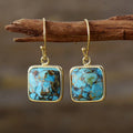 Square Turquoise Drop Earrings Turquoise One Size Trendsi Earrings