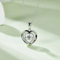 Moissanite 925 Sterling Silver Heart Necklace Silver One Size Trendsi Silver Heart Necklace
