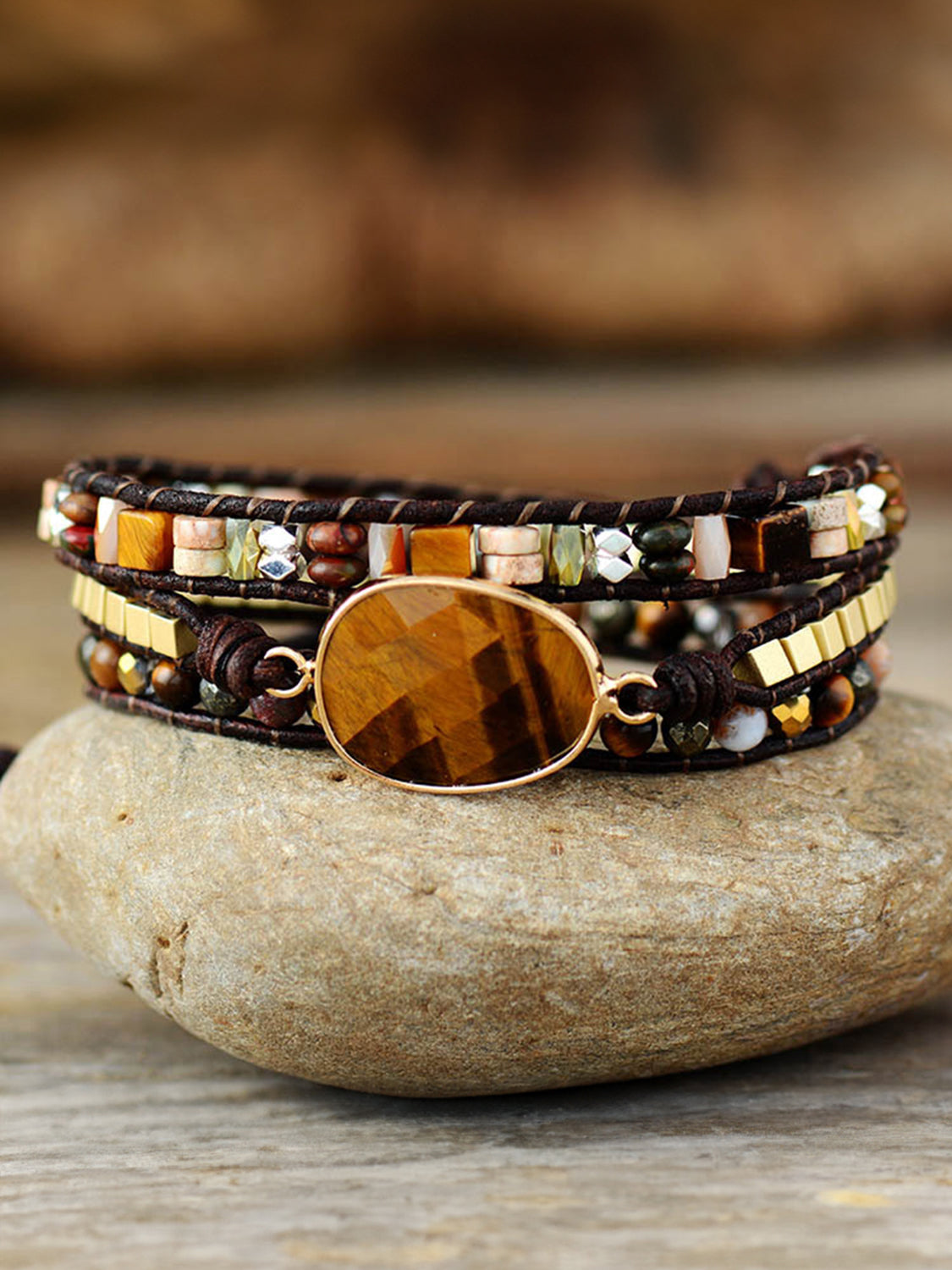 Geometrical Shape Triple-Layer Bracelet - Bazaare Mart