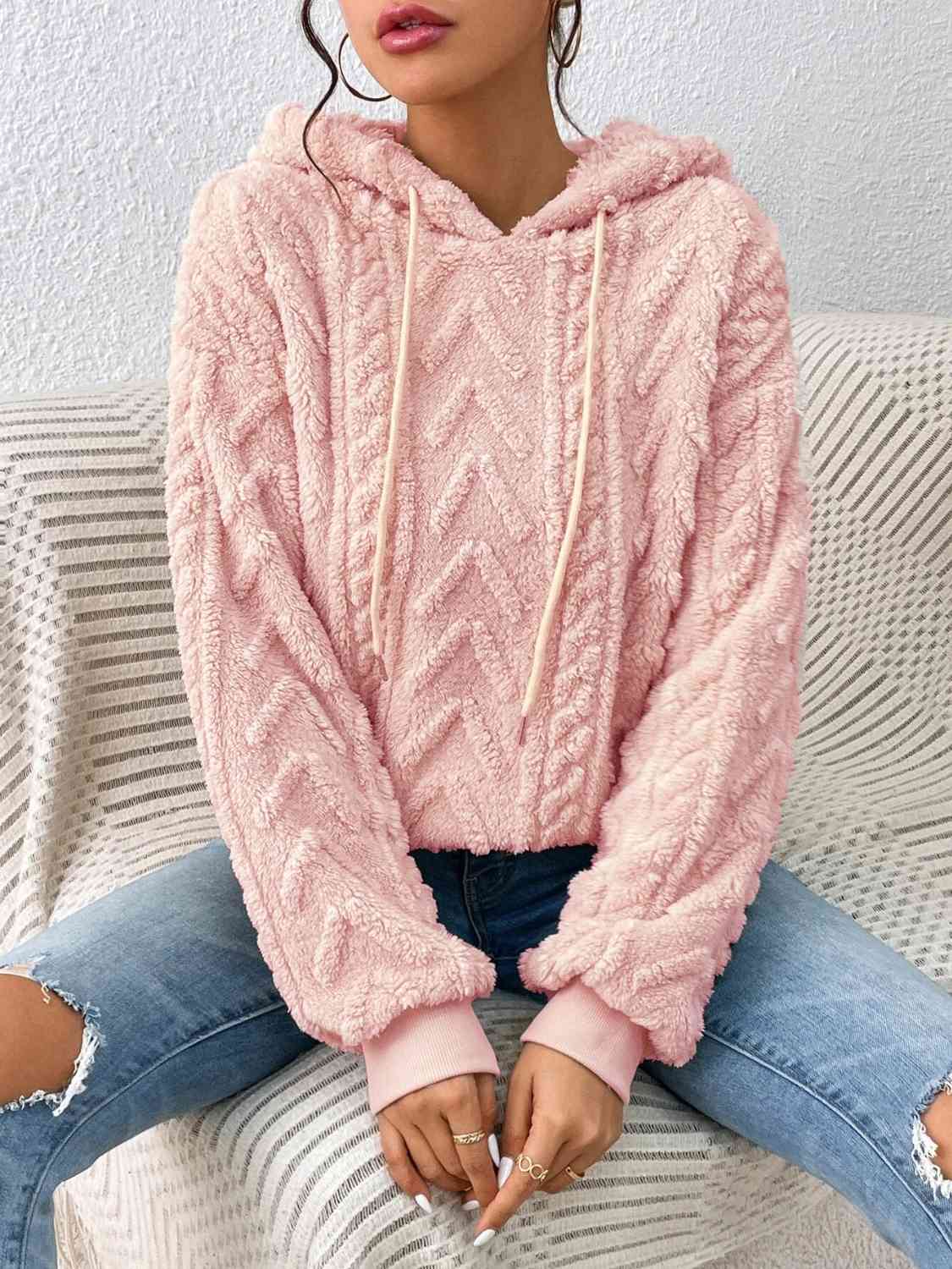 Pullover Hooded Sculpted Sweater