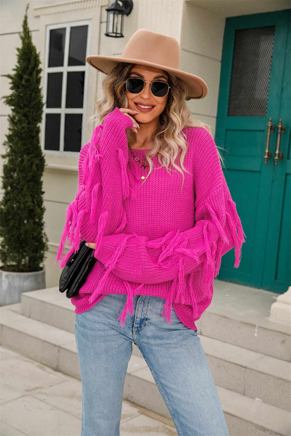 Ribbed Fringe Sweater