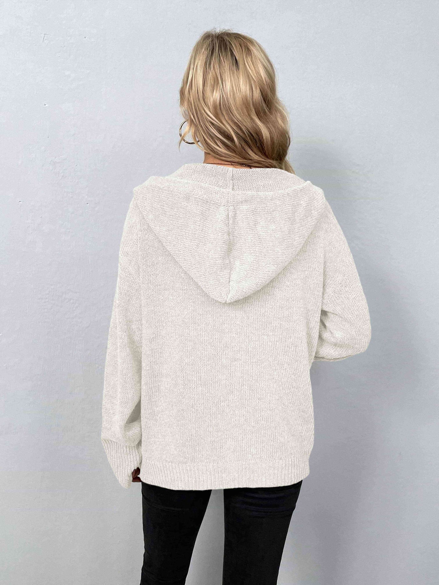 Button-Down Hooded Sweater