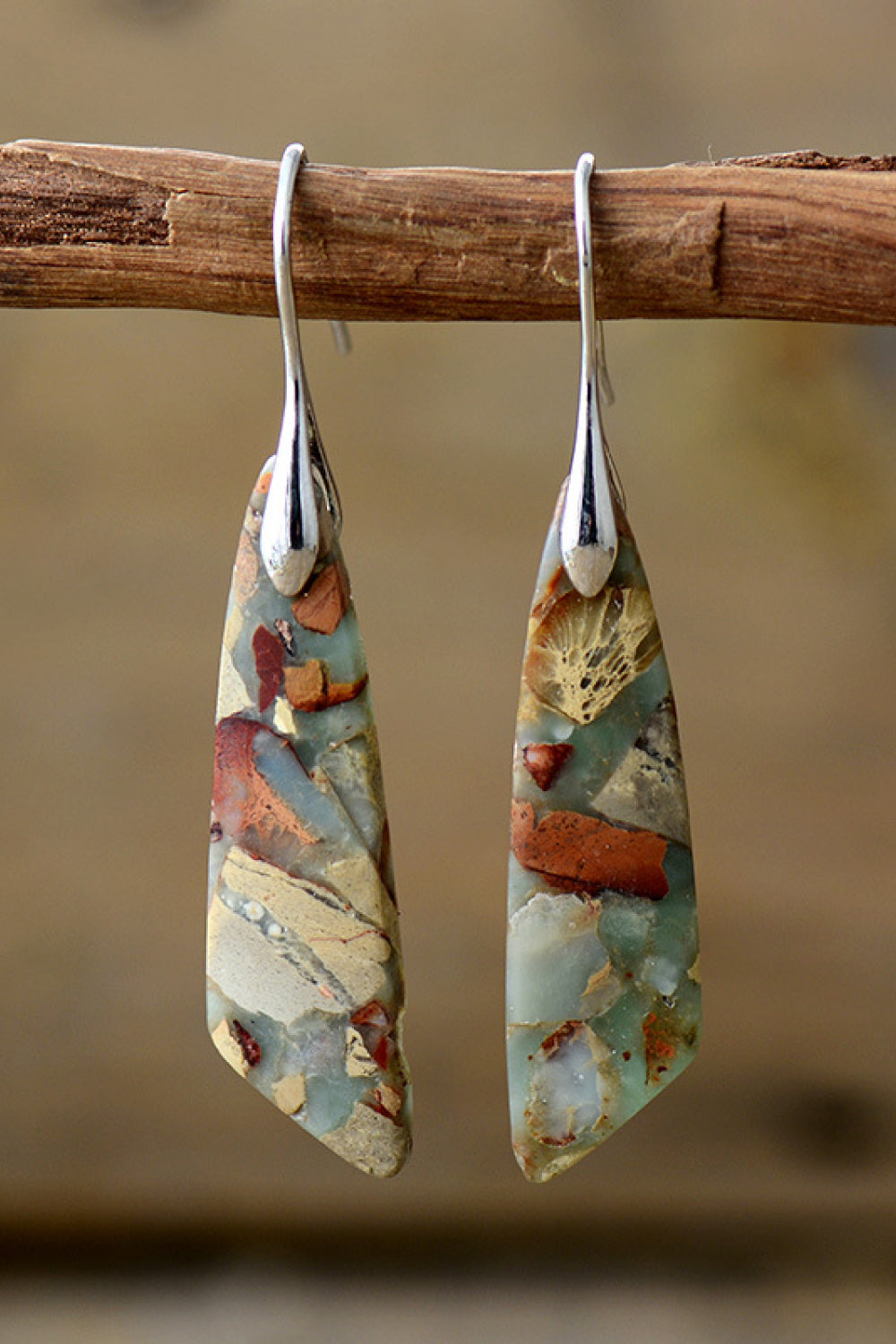 Handmade Natural Scalene Stone Earrings - Bazaare Mart