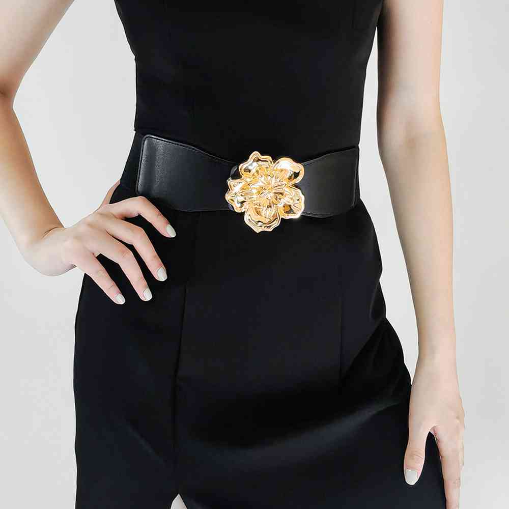 Flower Alloy Buckle Elastic Belt