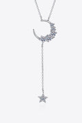 Star & Moon Moissanite Necklace Silver One Size Trendsi Necklace