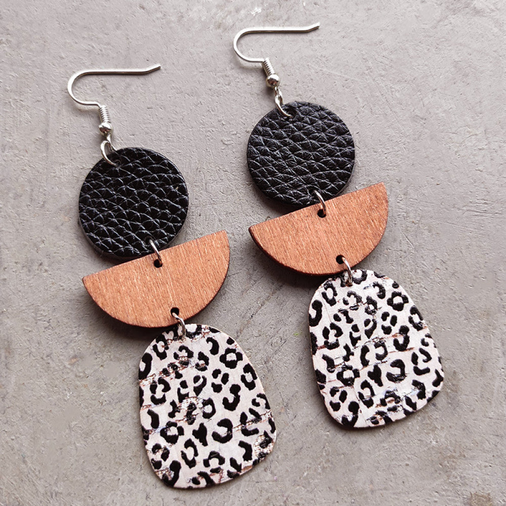 Tribal Leopard Geo Dangle Earrings