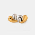 Two Tone Heart Shape Stud Earrings Gold One Size Trendsi Earrings