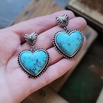 Turquoise Heart Dangle Earrings