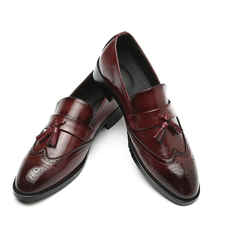 Burgundy Classic Leather Tassel Loafers