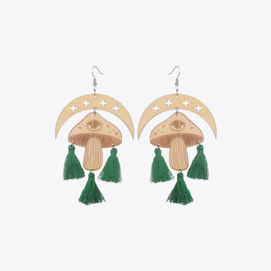 Moon & Mushroom Tassel Earrings