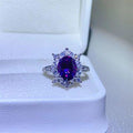 Purple Oval 2Ct. Moissanite 925 Sterling Silver Ring Plum Bazaare Mart Silver Cocktail Ring
