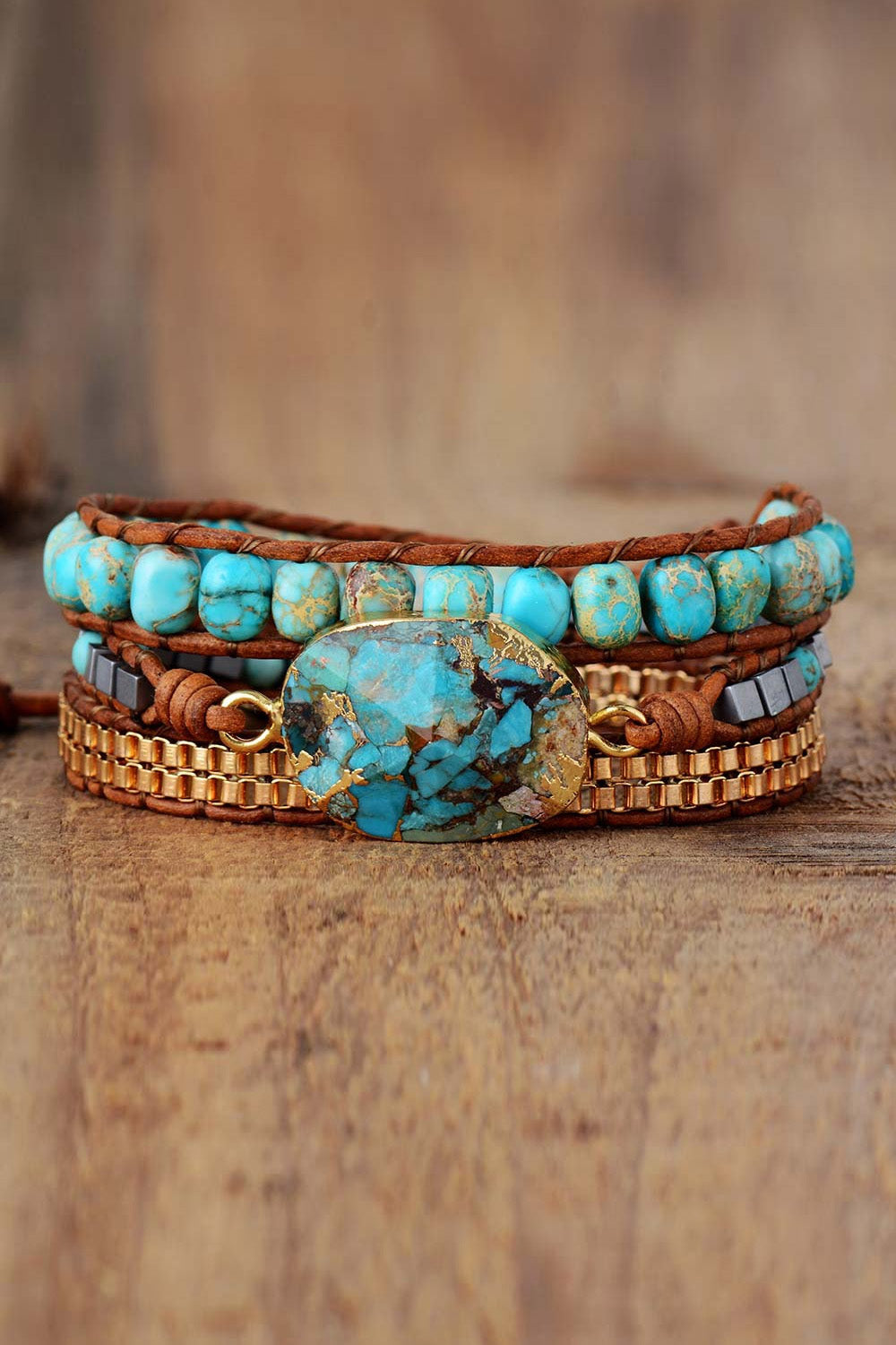 Handmade Natural Stone Copper Bracelet - Bazaare Mart