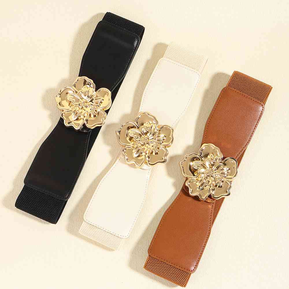 Flower Alloy Buckle Elastic Belt - Bazaare Mart