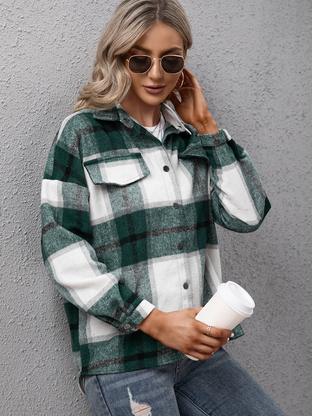 Washable Plaid Shirt Jacket