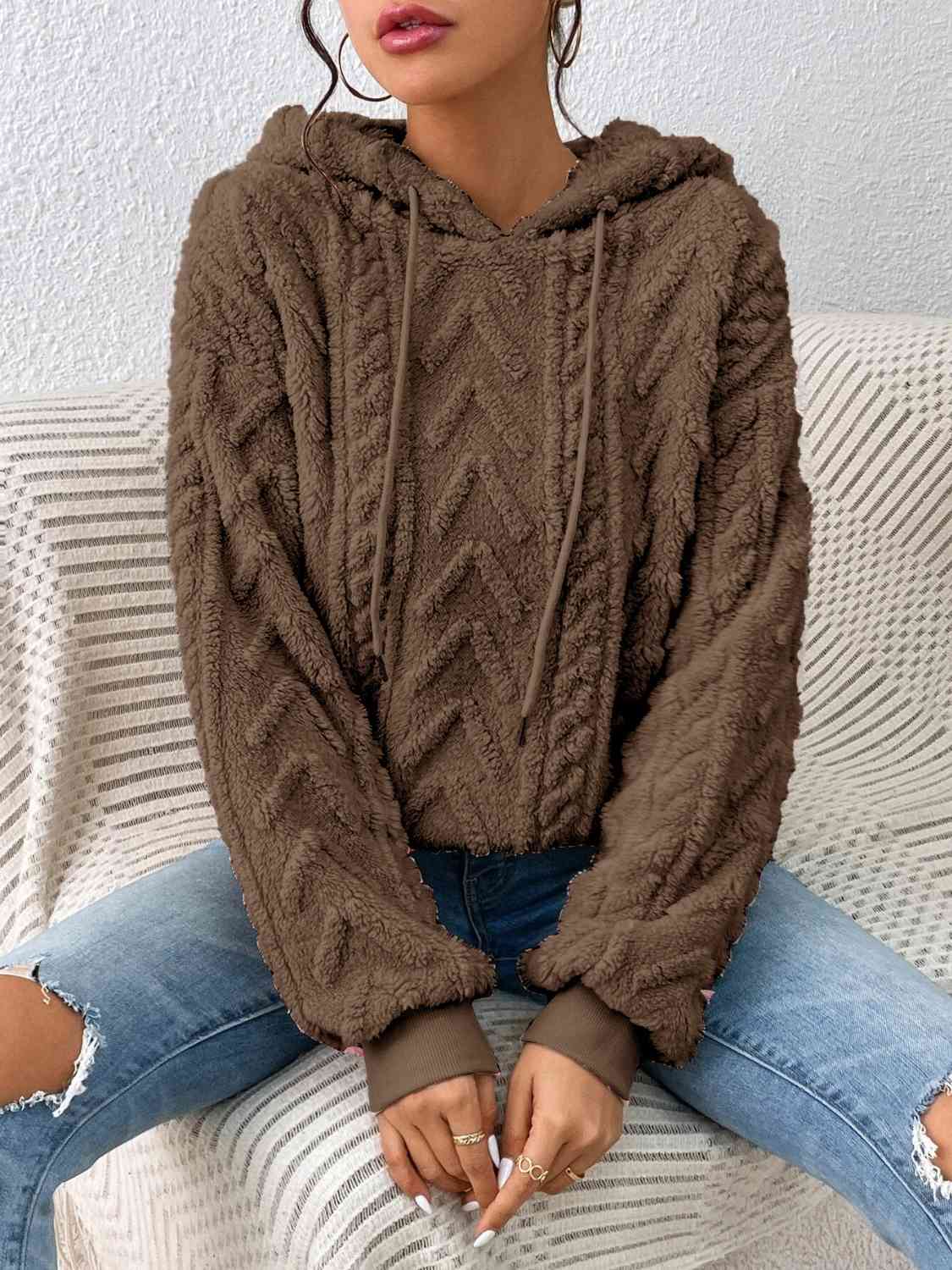 Pullover Hooded Sculpted Sweater