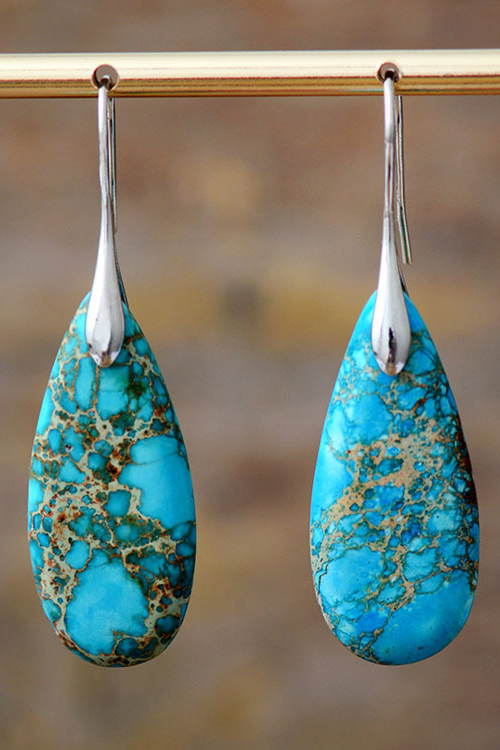 Handmade Teardrop Shape Natural Stone Dangle Earrings - Bazaare Mart